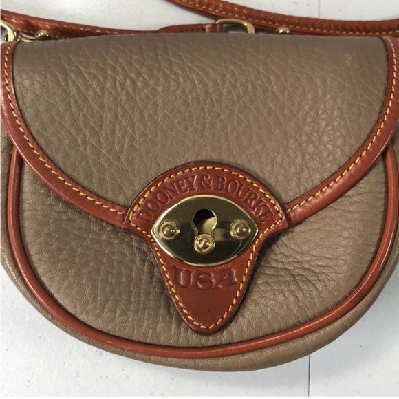 Dooney & Bourke Brown and Tan Leather Crossbody Belt Bag convertible - Picture 1 of 7